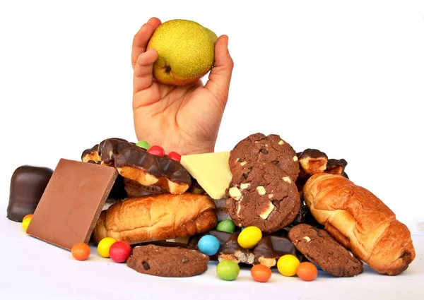 Hand Comes Heap Sweets — Stock Photo, Image