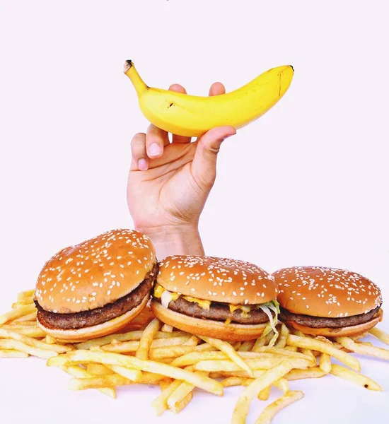 Mână Dintr Grămadă Fast Food — Fotografie, imagine de stoc