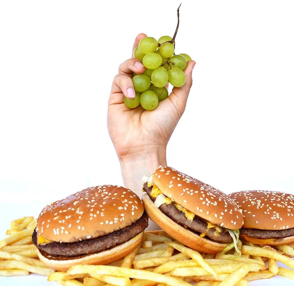 Mão Fora Monte Fast Food — Fotografia de Stock