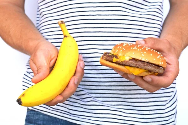 Határozat Burger Kontra Gyümölcs — Stock Fotó