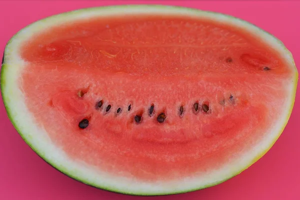 Half Watermelon Isolated Pink — Stock Photo, Image