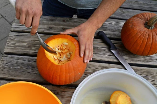 Cut Pumpkin Halloween — Stock Photo, Image