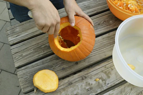 Cut Pumpkin Halloween — Stock Photo, Image