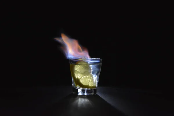 Burning Shot Alcohol — Stock Photo, Image