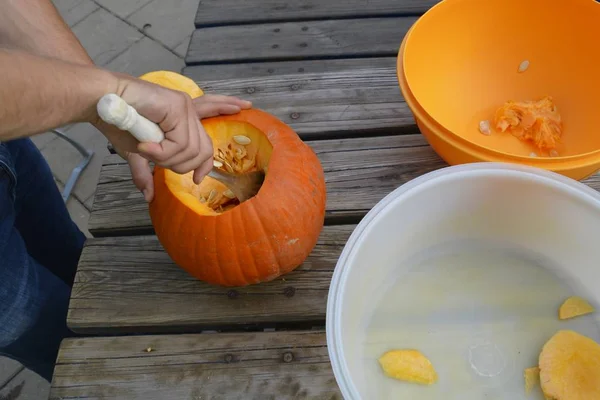 Cut Pumpkin Halloween — Stock Photo, Image