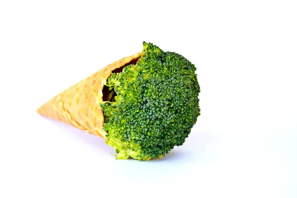 Broccoli Een Ijswafel — Stockfoto