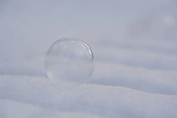 在冬天的冰冻的肥皂泡沫 — 图库照片
