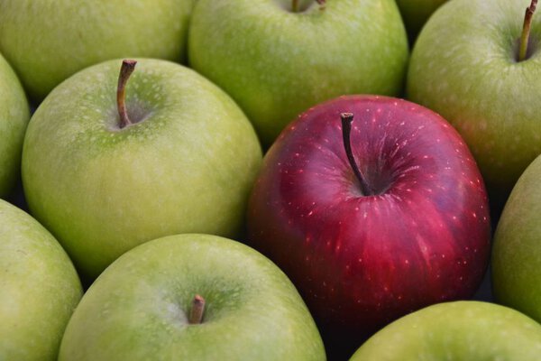green apples with a red