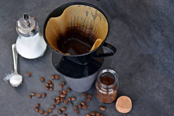 Café Una Taza Con Azúcar Lado — Foto de Stock