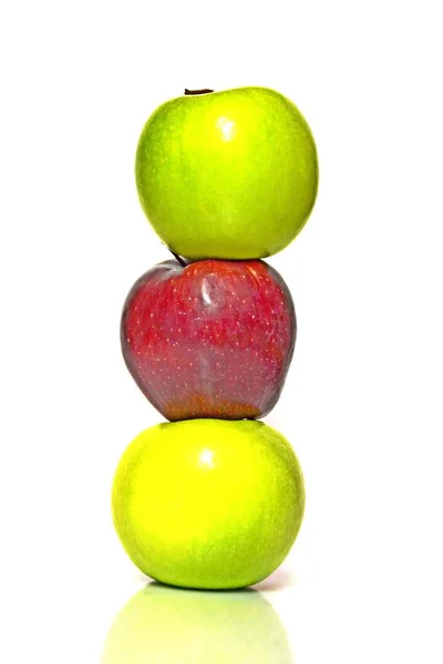Gröna Äpplen Med Röd — Stockfoto