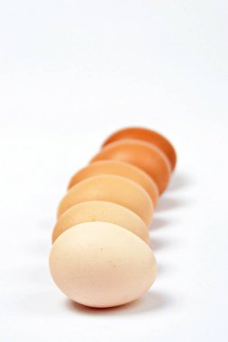 beyaz bir arka plan üzerinde farklı kahverengi ile yumurta 