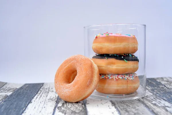 Donuts Frasco Vidro — Fotografia de Stock