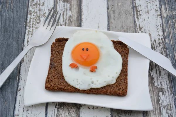 Здоровий Великодній Сніданок Смажене Яйце Курка — стокове фото