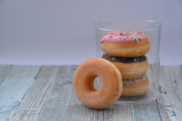 Donuts Frasco Vidro — Fotografia de Stock