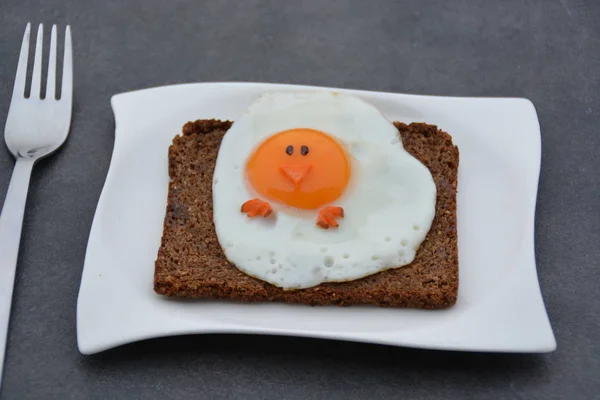 Здоровий Великодній Сніданок Смажене Яйце Курка — стокове фото