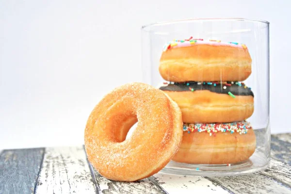 Donuts Frasco Vidro — Fotografia de Stock