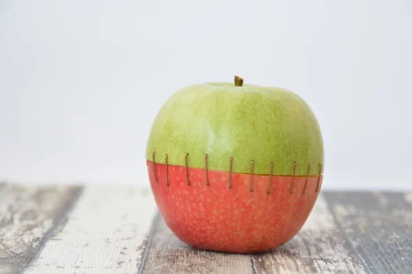 Combineer Top Van Een Groene Appel Met Buttom Van Een — Stockfoto