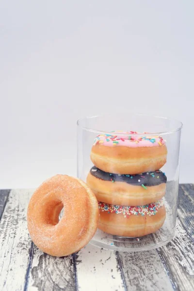 Donuts Frasco Vidro — Fotografia de Stock