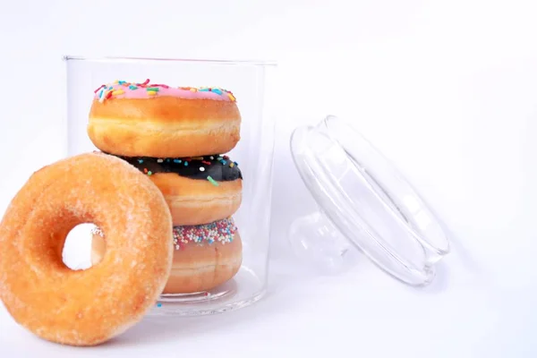 Donuts Frasco Vidro — Fotografia de Stock