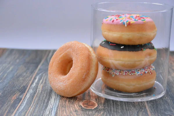 Donuts Frasco Vidro — Fotografia de Stock