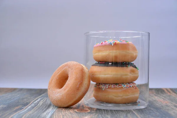 Donuts Frasco Vidro — Fotografia de Stock