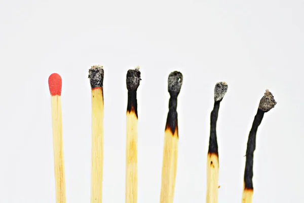 White Bright Surface Many Burned Matches Only Single Intact Has — Stock Photo, Image