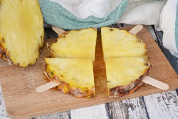 Ananas Popsicle Gjord Färsk Ananas — Stockfoto