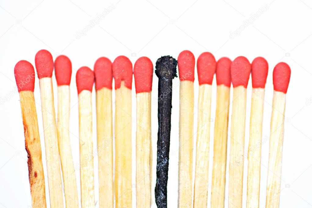 A burned and many intact matches as a symbol of the burn out syndrome