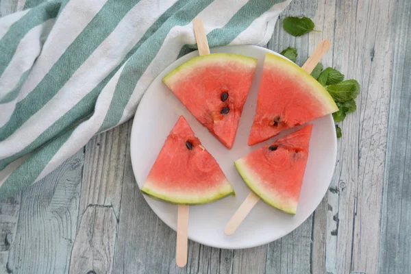 Vattenmelon Slice Popsicles Närbild — Stockfoto