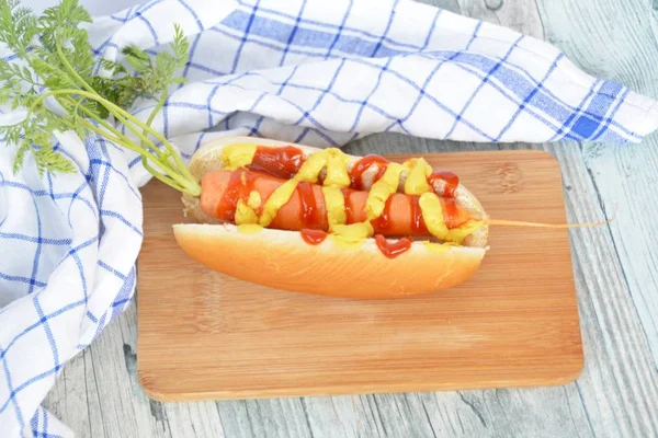 Cachorro Quente São Uma Cenoura Pão Cachorro Quente — Fotografia de Stock