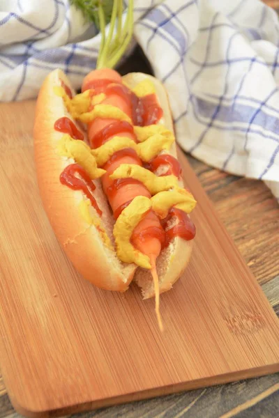 Zdrowy Hot Dog Marchwi Gorącej Kok Psa — Zdjęcie stockowe