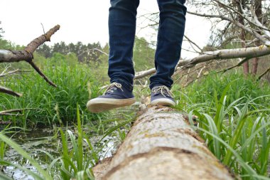 kot bacaklar yakın, doğada yürüyüş 