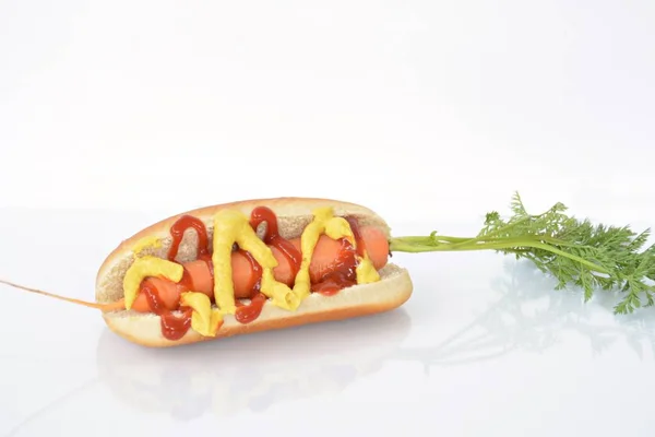 Hot Dog Sano Una Carota Panino Hot Dog — Foto Stock