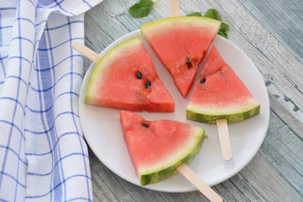 Vattenmelon Slice Popsicles Närbild — Stockfoto