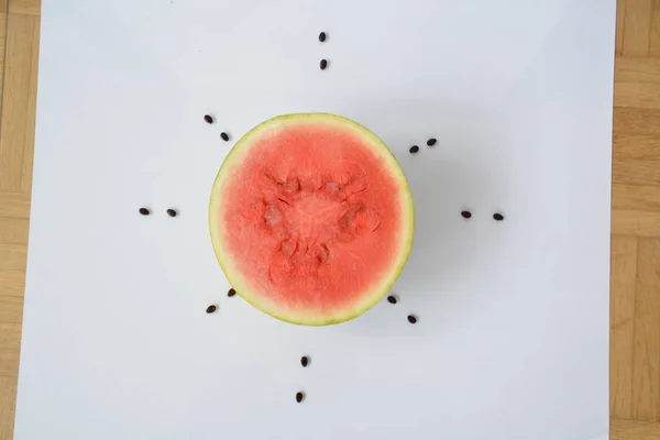 Halv Vattenmelon Närbild — Stockfoto