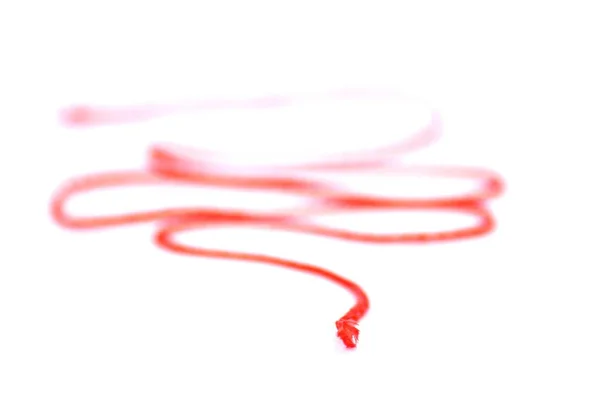 白い背景の前に赤い糸を持つ絵として抽象的に描かれたドイツ語のフレーズ 物語の糸 物語の内側の一貫性を表します — ストック写真