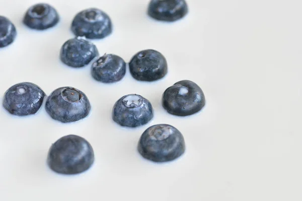 Drop Blueberries Milk — Stock Photo, Image