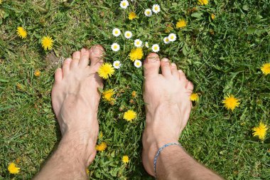 Yakın çekim - Adam bir çayırda duruyor