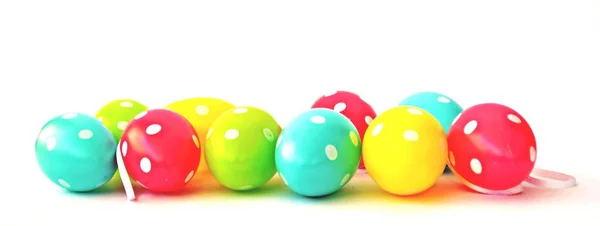 Dotted Easter Eggs Front White Background — Stock Photo, Image