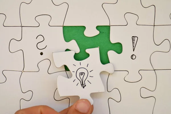 Puzzels Concept Voor Brainstormen Besluitvorming — Stockfoto