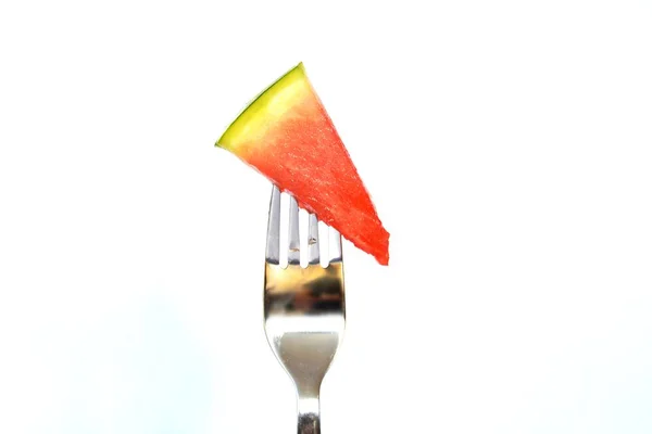 Piece Watermelon Fork — Stock Photo, Image