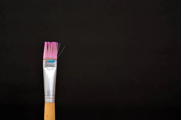 Close Bristles Used Dry Brush Black Background — Stock Photo, Image