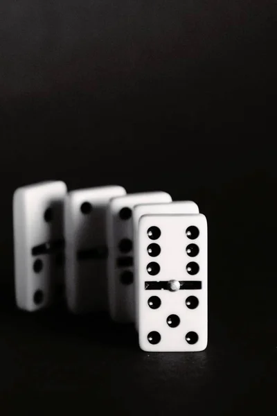 Bright Dominoes Black Background Shallow Depth Field Concept Business Concepts — Stock Photo, Image