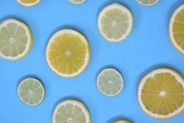 Cítricos Como Naranja Lima Los Limones Sobre Fondo Monocromo Limones — Foto de Stock