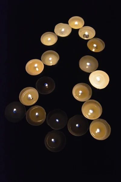 Conceito Com Luz Quente Das Velas Escuro Como Esperança Para — Fotografia de Stock