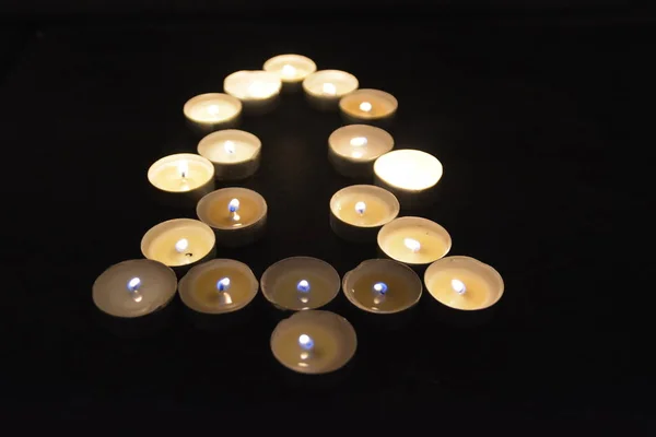 Conceito Com Luz Quente Das Velas Escuro Como Esperança Para — Fotografia de Stock