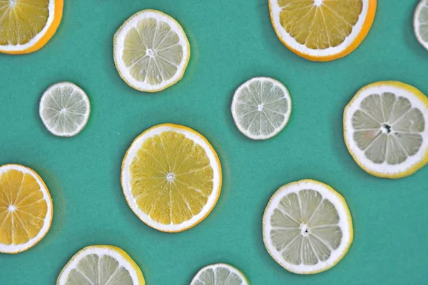 Citrus Fruits Orange Lime Lemons Monochrome Background Sliced Lemons Limes — Stock Photo, Image