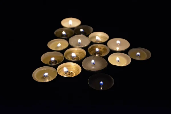 Conceito Com Luz Quente Das Velas Escuro Como Esperança Para — Fotografia de Stock