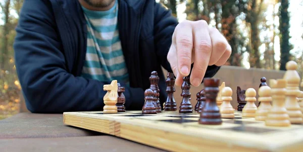 esperto homem jogando xadrez sozinho. esperto homem jogando xadrez sozinho  às casa faz e desenvolve estratégia. 21601159 Vídeo stock no Vecteezy