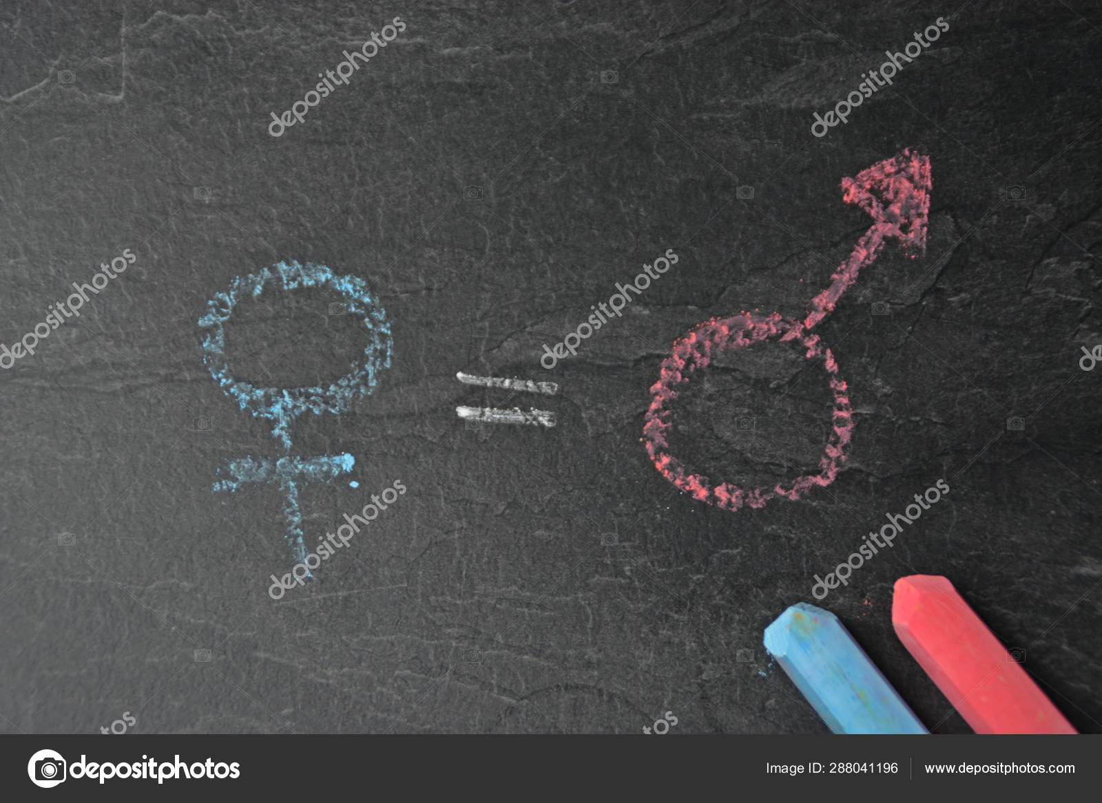 Dark Marble Surface Symbol Man Woman Recorded Different Chalks Actual ...